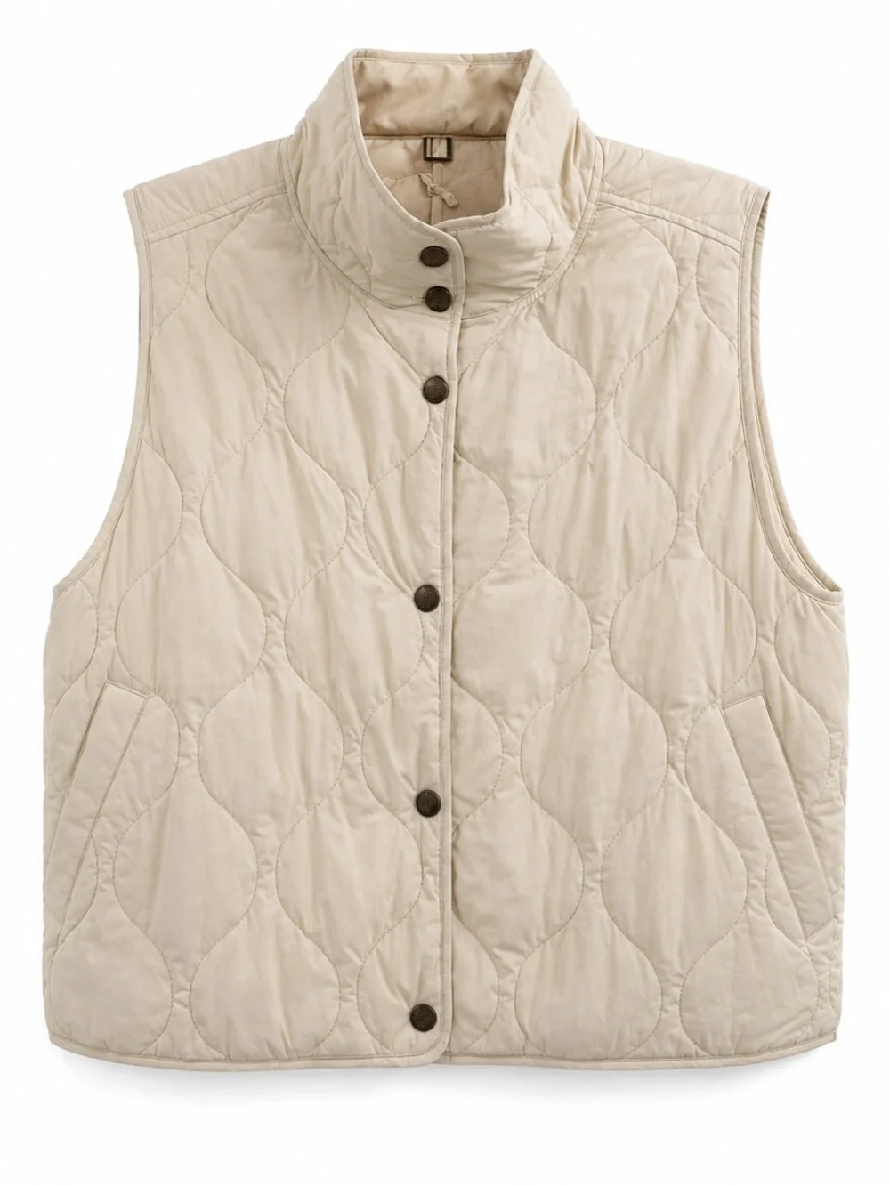 NWT Marine Layer Cream Quilted Puffer Vest Lightweight Fall Layering Size M